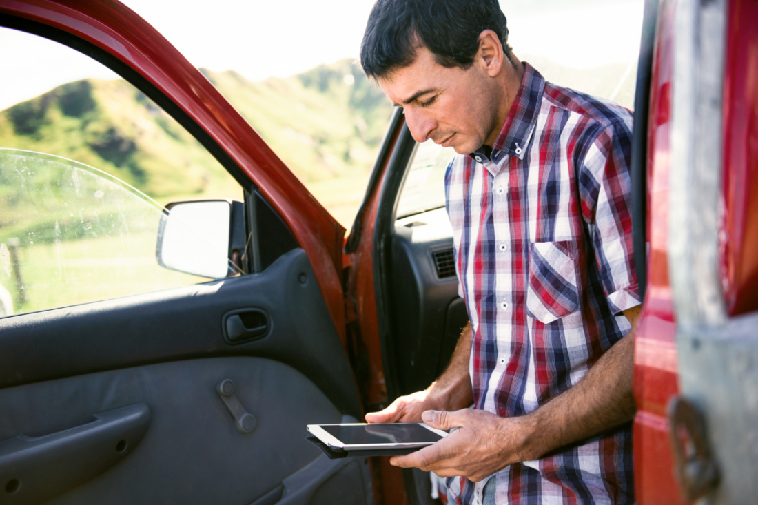 Farmer on tablet