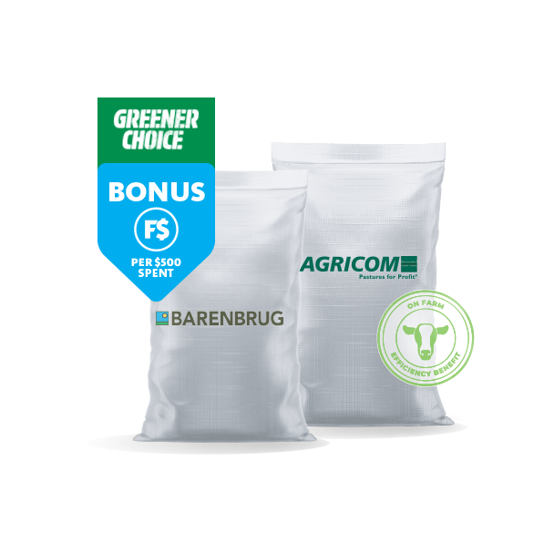 Greener Choice Bonus F$ per $500 spent on selected Barenbrug and Agricom seed