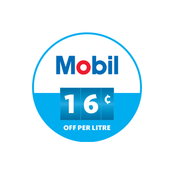 Save up to 16 cents per litre at Mobil