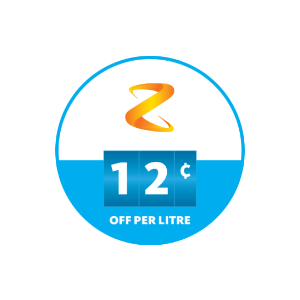 Save up to 12 cents per litre at Z