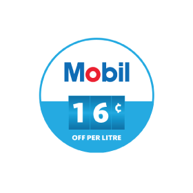 Mobil 16 cents off per litre discount