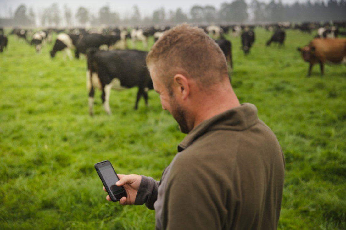 farmer on phone
