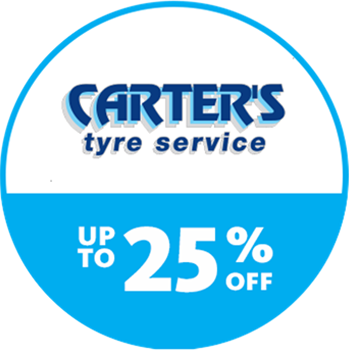 Up to 25% off at Carters Tyre Services