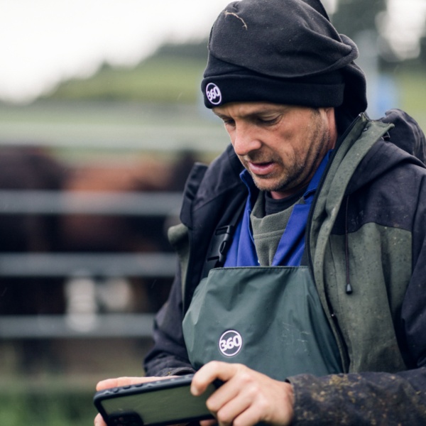 Farmer on phone