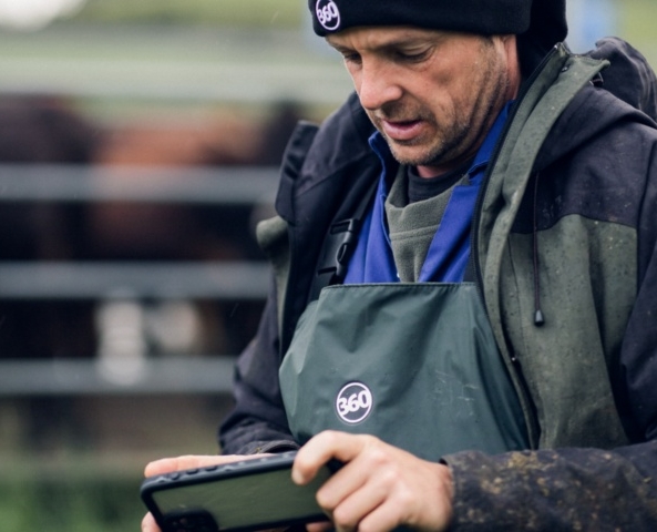 Farmer on phone