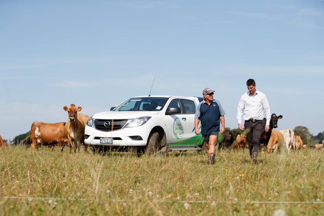 SDA walking with farmer across paddock